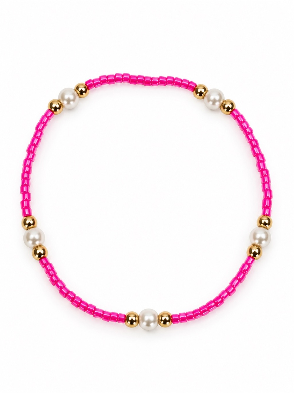Hot Pink Beaded Pearl Accent Bracelet